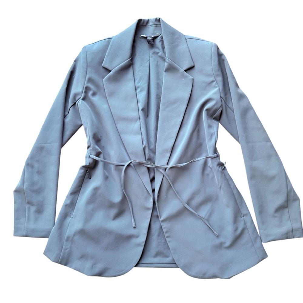 Athleta Endless Primatwill Waist Tie Blazer‎ Jacket Career Casual Olive Green 6 - Picture 5 of 14